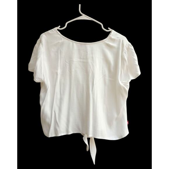 Mossimo Top Tie Waist Button Up Women's White Size L - Picture 10 of 10
